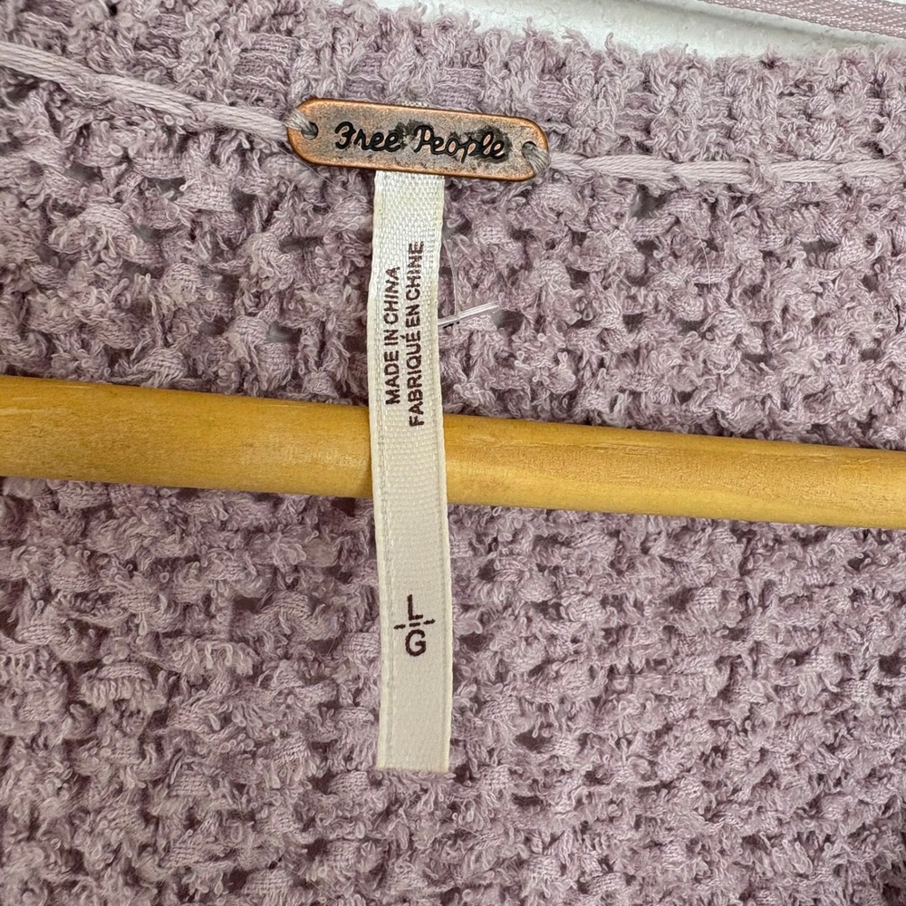 Free People Coco V-Neck Pullover Sweater, Large, Lilac Purple Knit - Picture 3 of 7